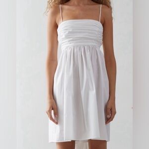 Revolve DELFI Collective AVA White Cotton Elegant Back Bow Tie Mini Dress XS